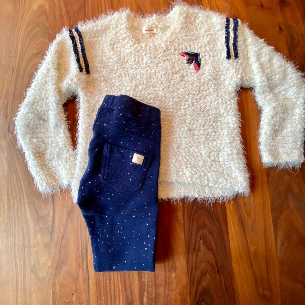 Gold flecked sweater (legging listed separately).